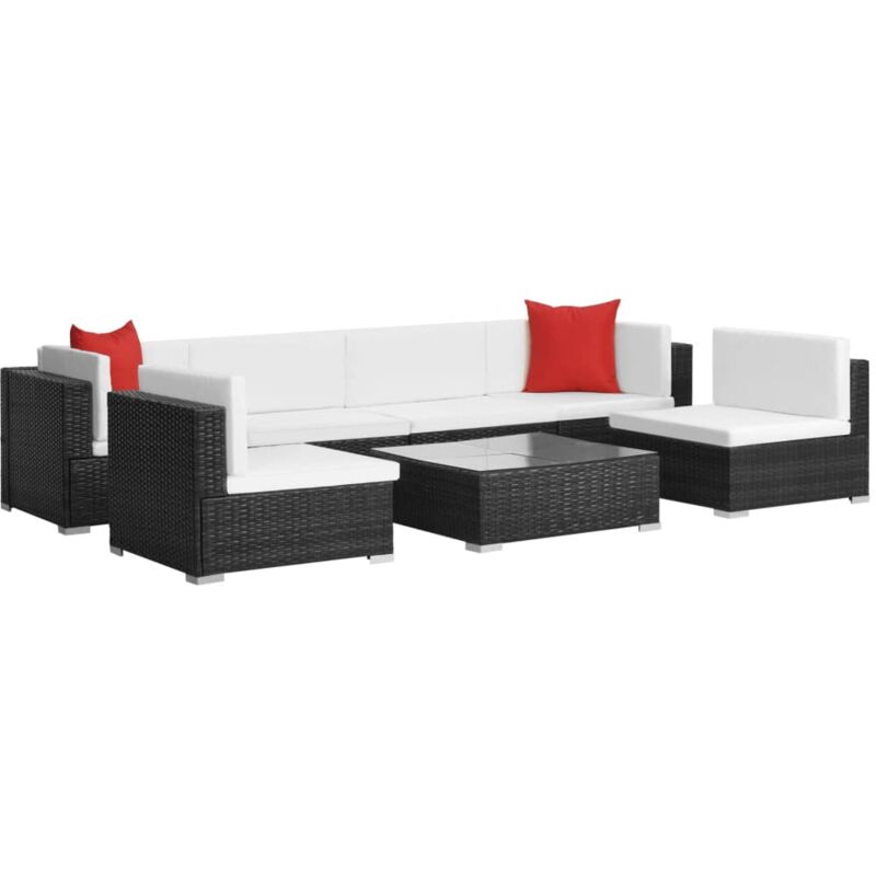 foto del prodotto vidaxl set divani da giardino 7 pz con cuscini in polyrattan nero