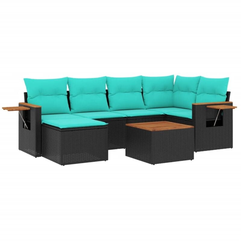 immagine 0 del prodotto vidaxl set divani da giardino 7 pz con cuscini nero in polyrattan