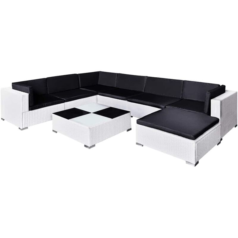 foto del prodotto vidaxl set divani da giardino 8 pz con cuscini in polyrattan bianco