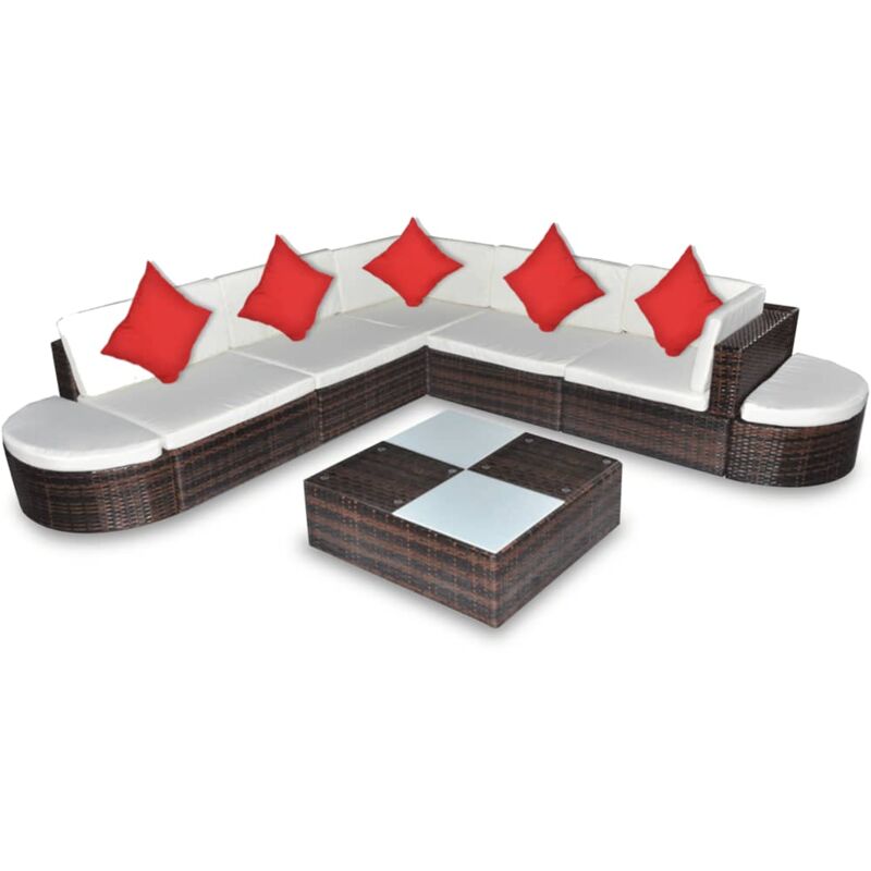 foto del prodotto vidaxl set divani da giardino 8 pz con cuscini in polyrattan marrone