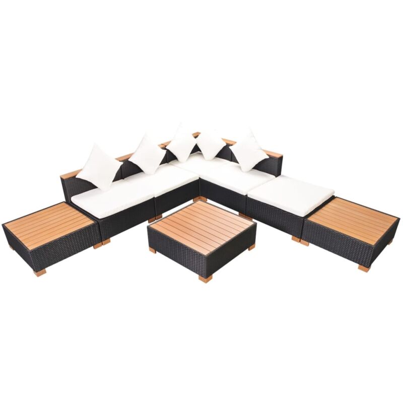 foto del prodotto vidaxl set divani da giardino 8 pz con cuscini in polyrattan nero