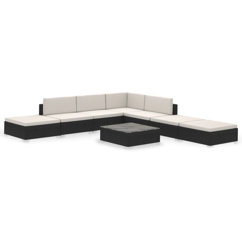 foto del prodotto vidaxl set divani da giardino 8 pz con cuscini in polyrattan nero