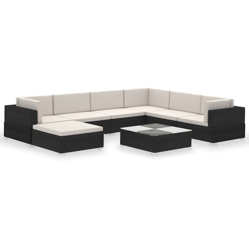 foto del prodotto vidaxl set divani da giardino 8 pz con cuscini in polyrattan nero