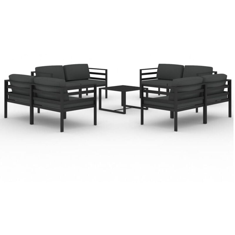 foto del prodotto vidaxl set divani da giardino 9 pz con cuscini in alluminio antracite