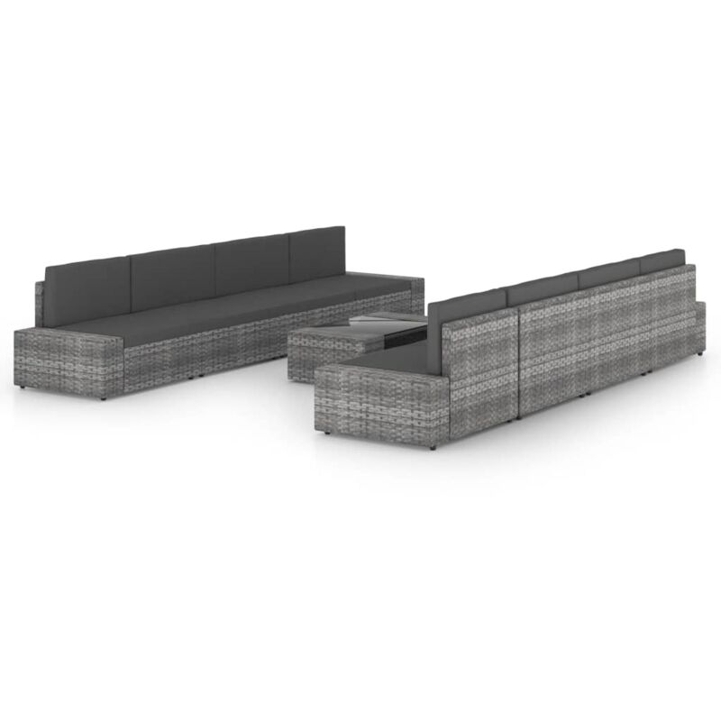 foto del prodotto vidaxl set divani da giardino 9 pz con cuscini in polyrattan grigio