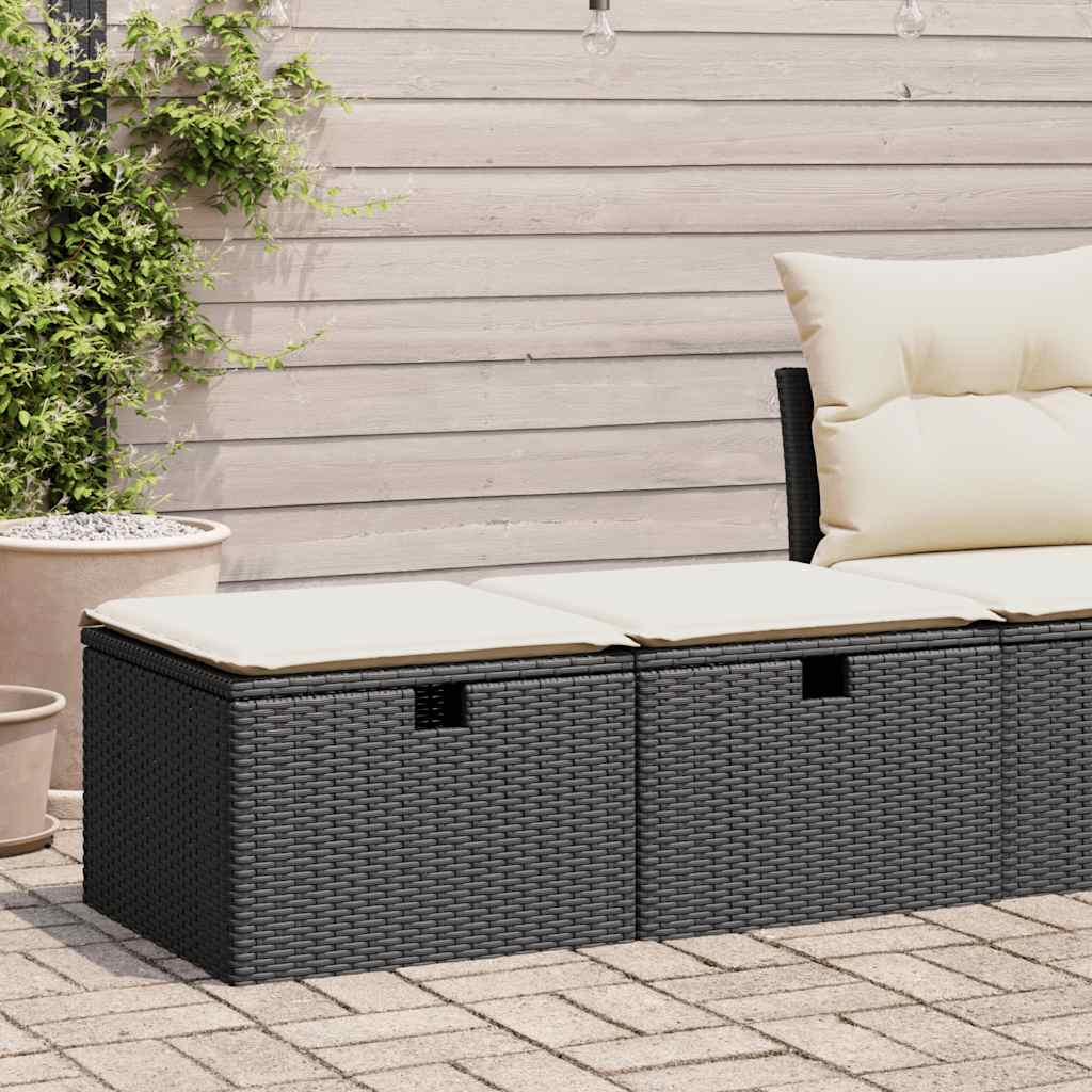 foto del prodotto vidaxl set divani da giardino con cuscini 2 pz nero polyrattan acacia