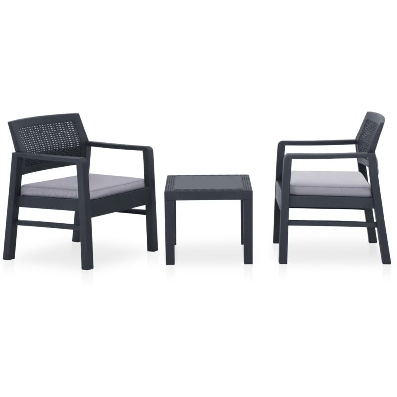 foto del prodotto vidaxl set divani da giardino con cuscini 3 pz in plastica grigio