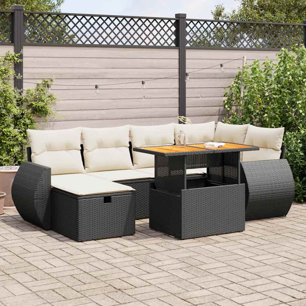 foto del prodotto vidaxl set divani da giardino con cuscini 8 pz nero polyrattan acacia