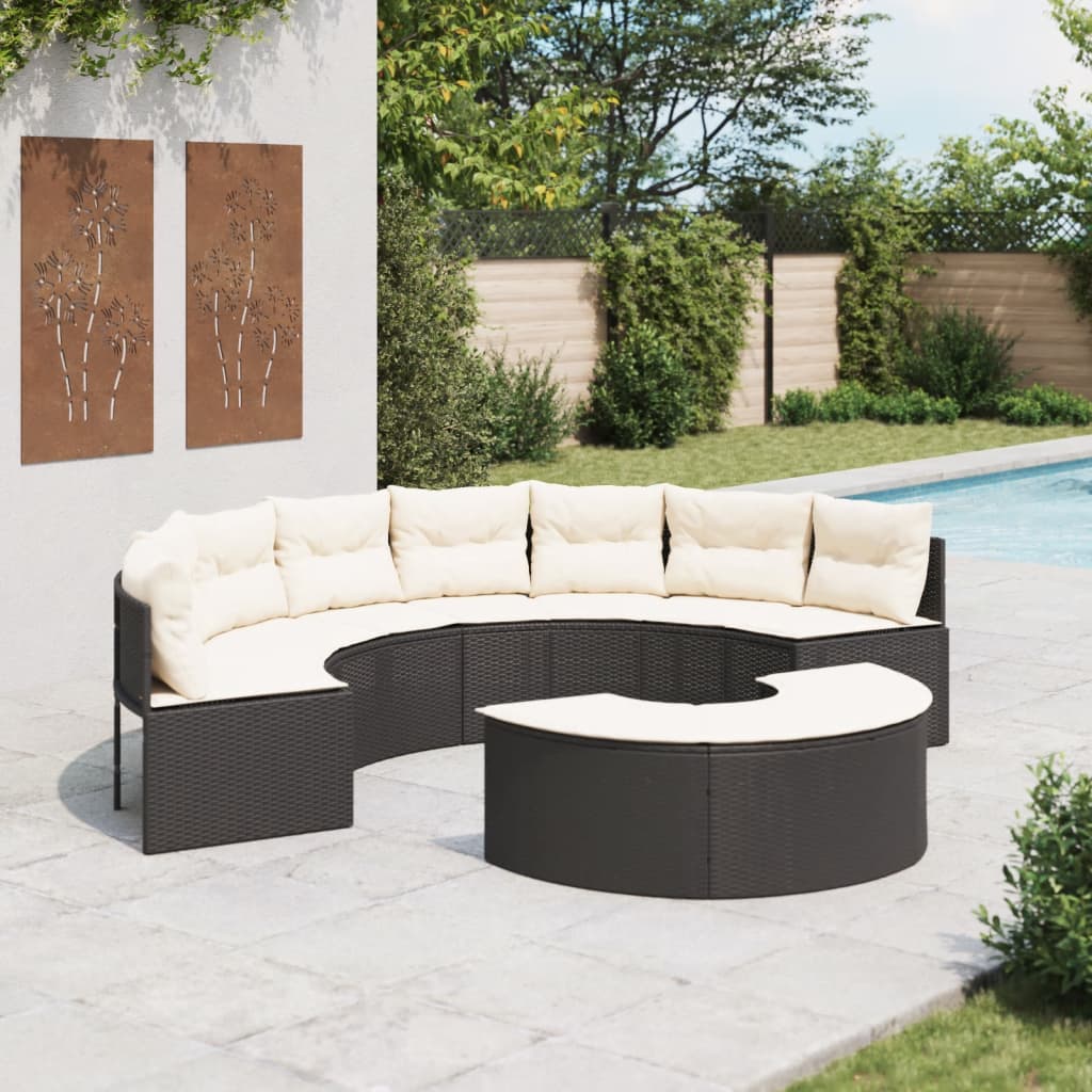 foto del prodotto vidaxl set divani da giardino semicircolare 2 pz in polyrattan nero
