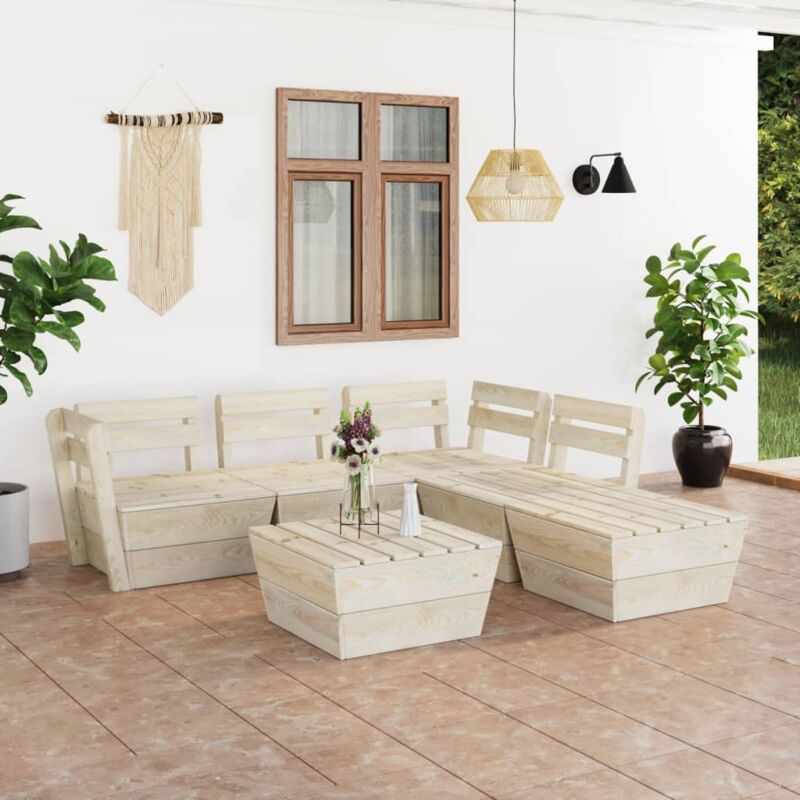 foto del prodotto vidaxl set divani da giardino su pallet 6 pz in legno abete impregnato