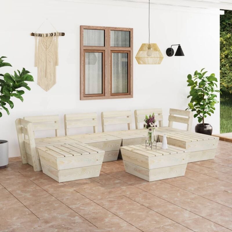 foto del prodotto vidaxl set divani da giardino su pallet 7 pz in legno abete impregnato 458452