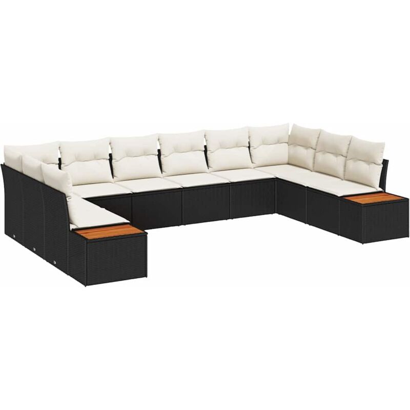 foto del prodotto vidaxl set divani giardino 10 pezzi con cuscini neri in polyrattan