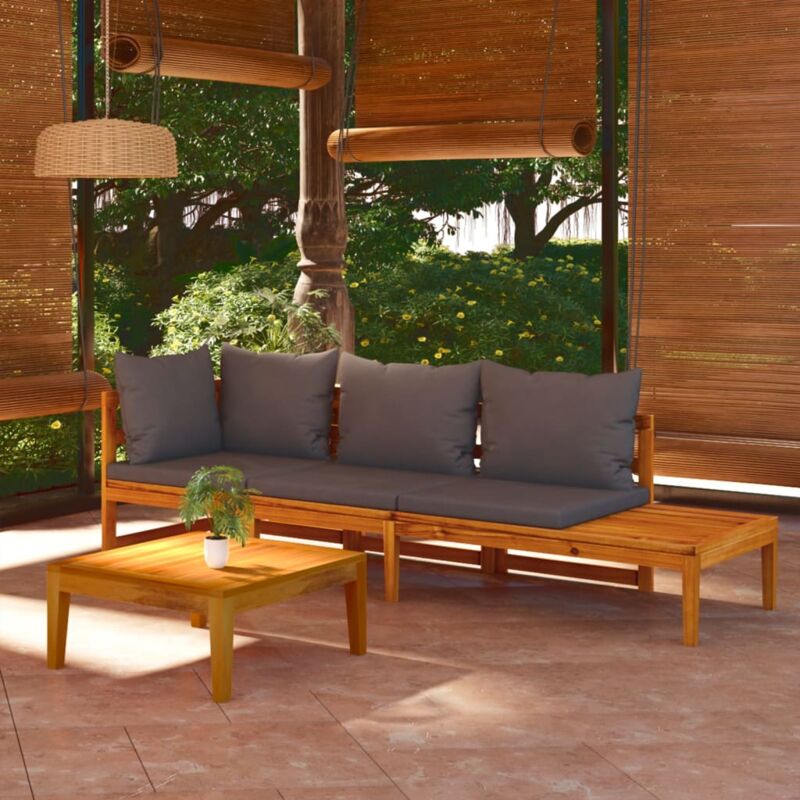 foto del prodotto vidaxl set divani giardino 3 pz con cuscini grigio scuro legno acacia