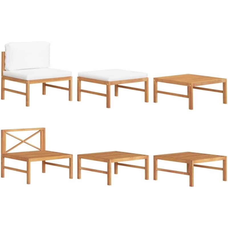 foto del prodotto vidaxl set divani giardino 3 pz cuscini crema in legno di teak