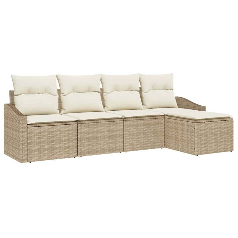 foto del prodotto vidaxl set divani giardino 5 pezzi con cuscini beige in polyrattan