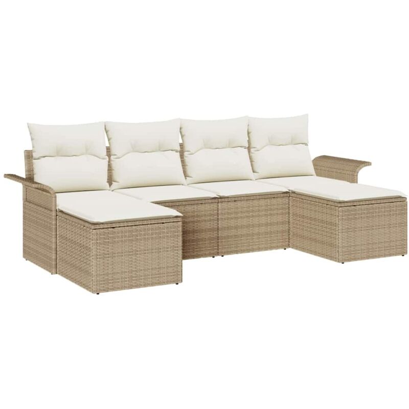 foto del prodotto vidaxl set divani giardino 6 pezzi con cuscini beige in polyrattan