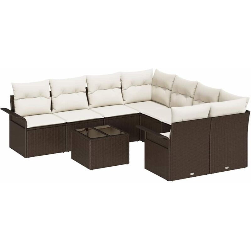 foto del prodotto vidaxl set divani giardino 9 pezzi con cuscini rattan marrone