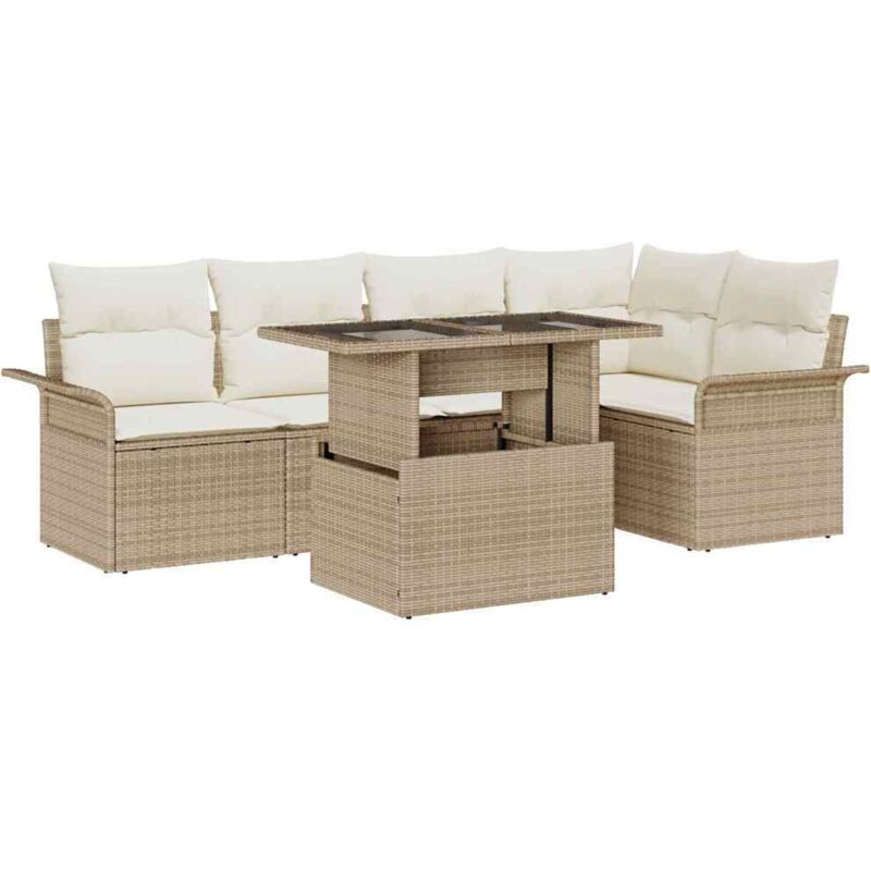 foto del prodotto vidaxl set divani giardino con cuscini beige rattan