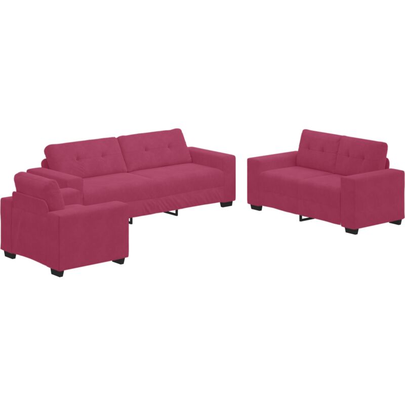 foto del prodotto vidaxl set divano 3 pezzi con cuscini velluto rosso vino