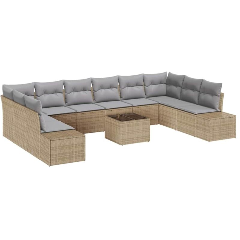 foto del prodotto vidaxl set divano da giardino 11 pezzi con cuscini nero rattan sintetico