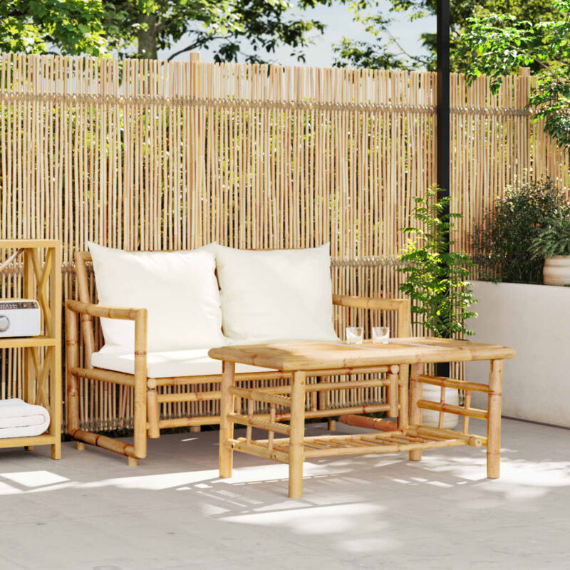 foto del prodotto vidaxl set divano da giardino 2 pz con cuscini in bamb 
