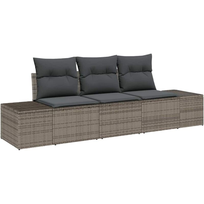 foto del prodotto vidaxl set divano da giardino 3 pezzi con cuscini grigio polyrattan