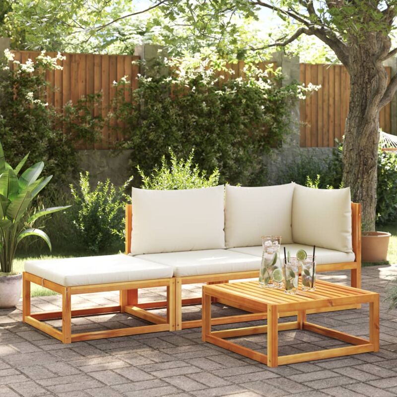 foto del prodotto vidaxl set divano da giardino 3pz con cuscini legno massello di acacia