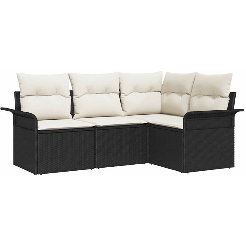 foto del prodotto vidaxl set divano da giardino 4 pezzi con cuscini polyrattan nero