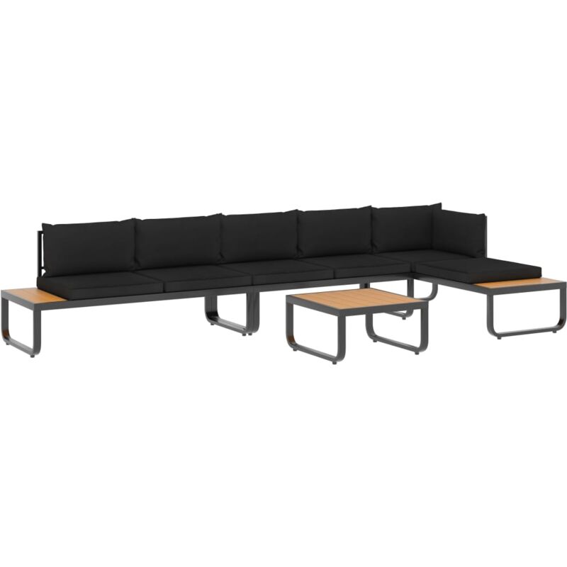 foto del prodotto vidaxl set divano da giardino 4 pz ad angolo cuscini in alluminio wpc