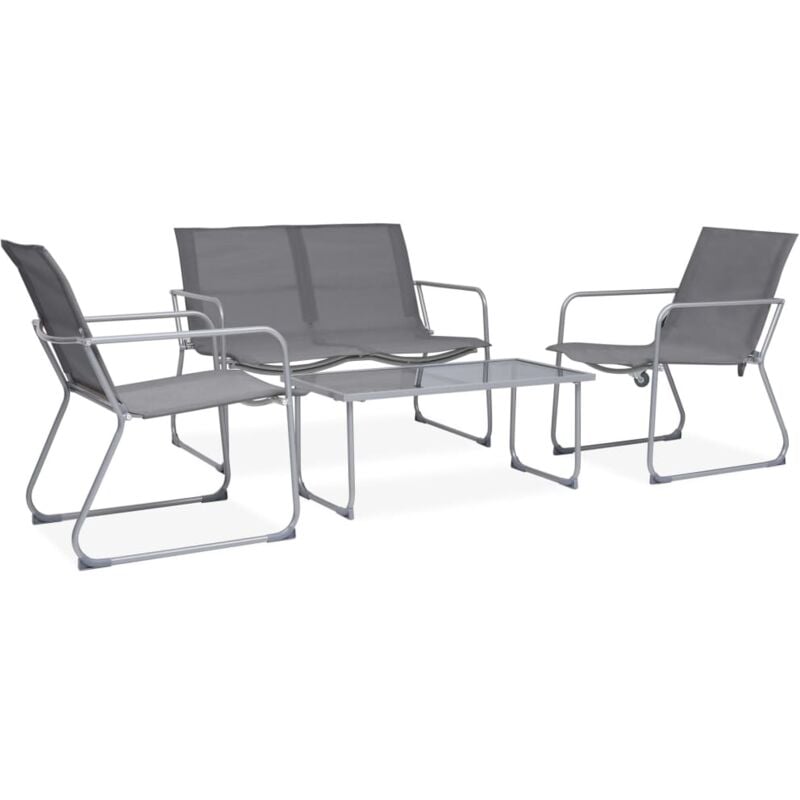 foto del prodotto vidaxl set divano da giardino 4 pz in tessuto e acciaio grigio