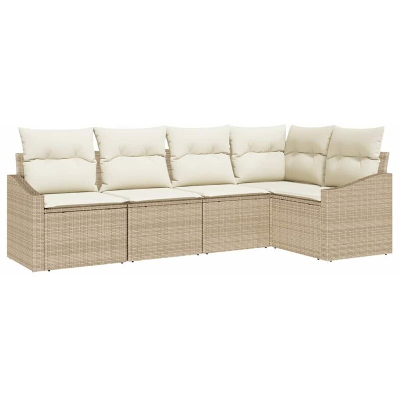 foto del prodotto vidaxl set divano da giardino 5 pezzi con cuscini beige polyrattan