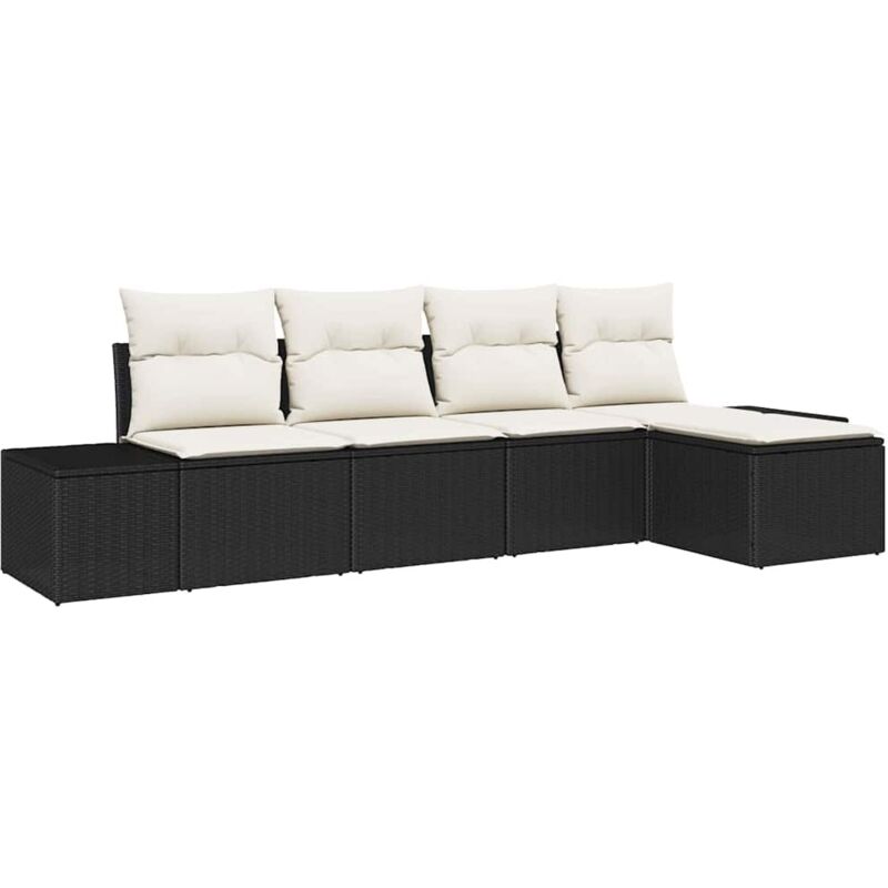 foto del prodotto vidaxl set divano da giardino 5 pezzi con cuscini rattan nero