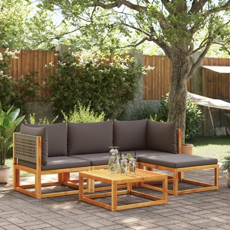 foto del prodotto vidaxl set divano da giardino 5 pz con cuscini legno massello acacia