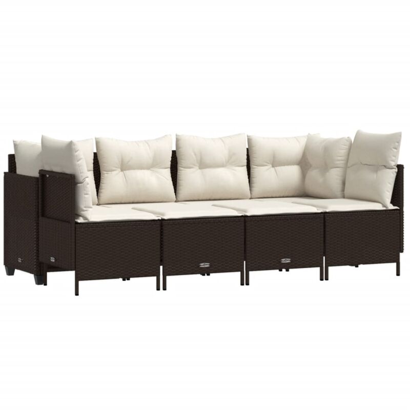 foto del prodotto vidaxl set divano da giardino 5 pz con cuscini marrone in polyrattan