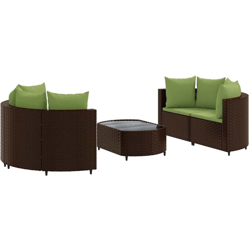 foto del prodotto vidaxl set divano da giardino 5 pz con cuscini marrone in polyrattan