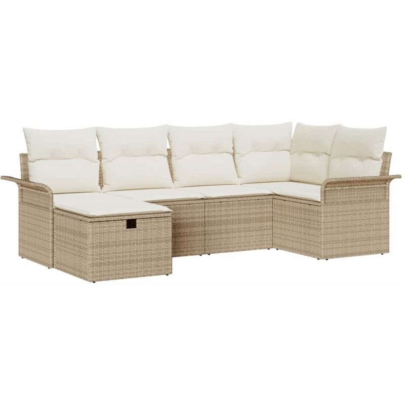 foto del prodotto vidaxl set divano da giardino 6 pezzi con cuscini beige rattan