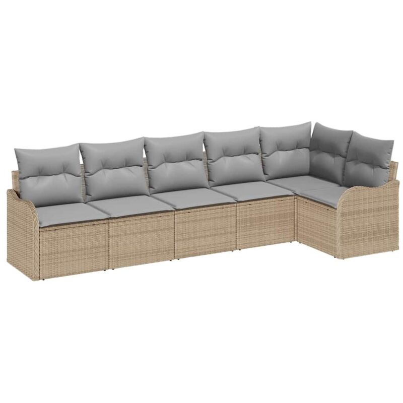 foto del prodotto vidaxl set divano da giardino 6 pezzi con cuscini rattan beige