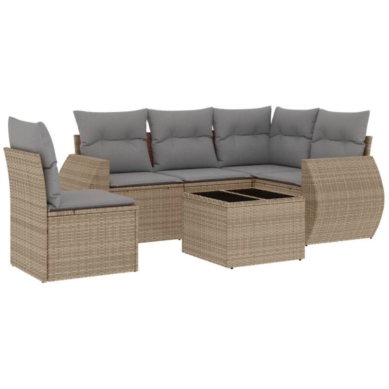 foto del prodotto vidaxl set divano da giardino 6 pz con cuscini beige in polyrattan