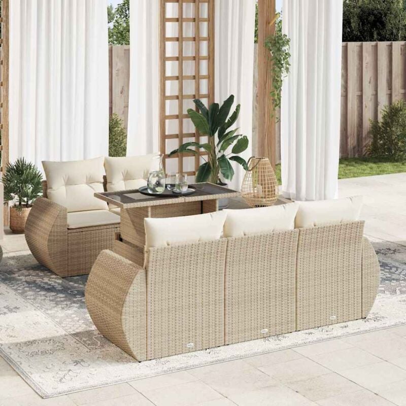 foto del prodotto vidaxl set divano da giardino 6 pz con cuscini beige in polyrattan