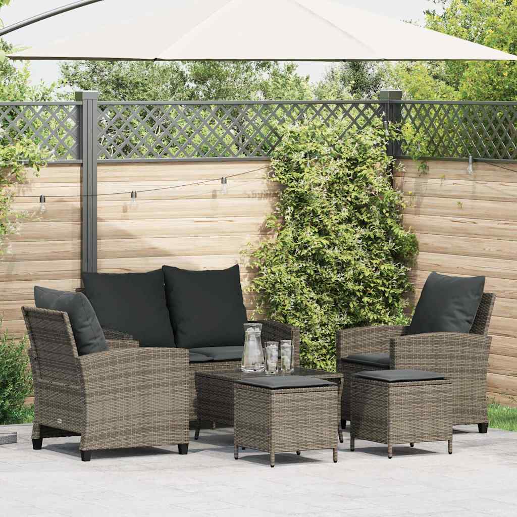 foto del prodotto vidaxl set divano da giardino 6 pz con cuscini grigio in polyrattan