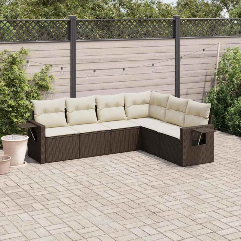 foto del prodotto vidaxl set divano da giardino 6 pz con cuscini marrone in polyrattan