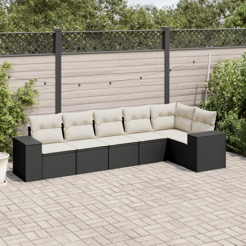 foto del prodotto vidaxl set divano da giardino 6 pz con cuscini nero in polyrattan