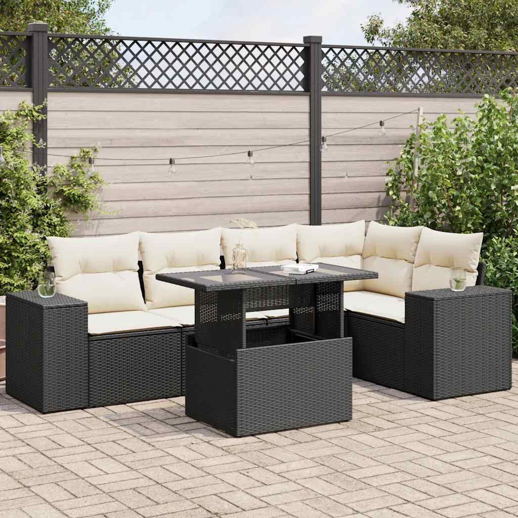 foto del prodotto vidaxl set divano da giardino 6 pz con cuscini nero in polyrattan