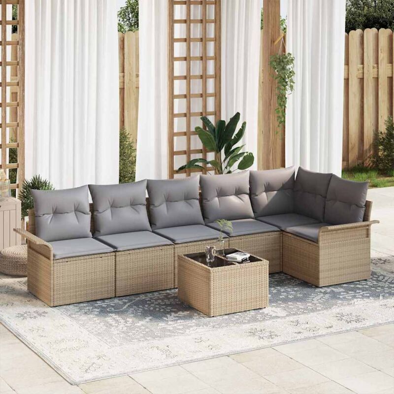 immagine 0 del prodotto vidaxl set divano da giardino 7 pezzi con cuscini in rattan sintetico nero