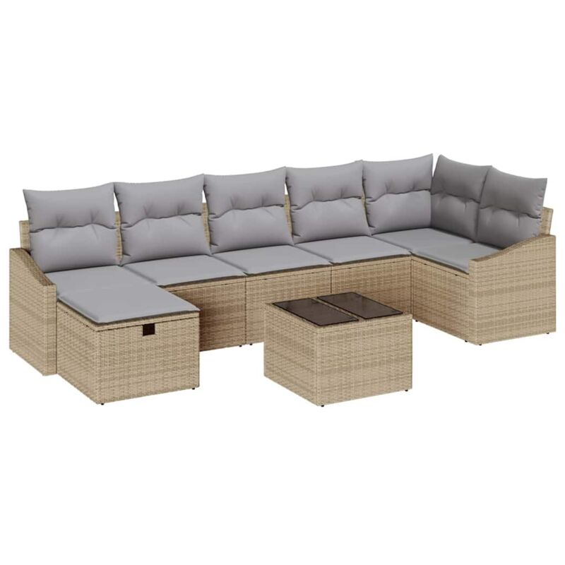 foto del prodotto vidaxl set divano da giardino 8 pezzi con cuscini beige polyrattan
