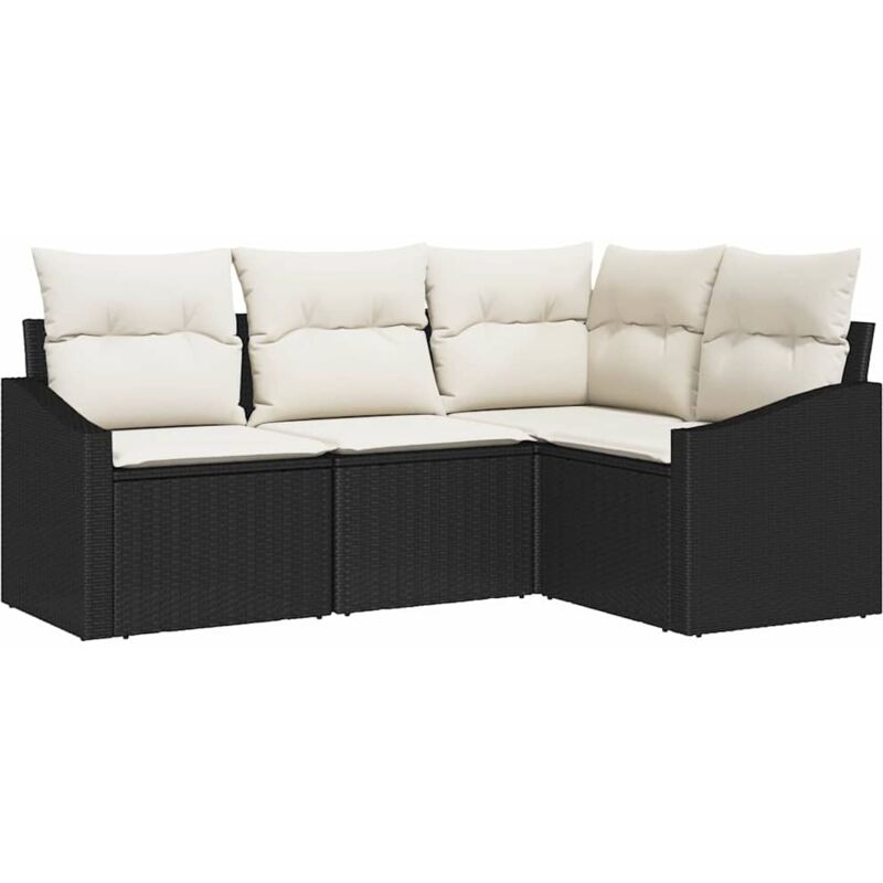 foto del prodotto vidaxl set divano da giardino a 4 pezzi con cuscini in rattan nero