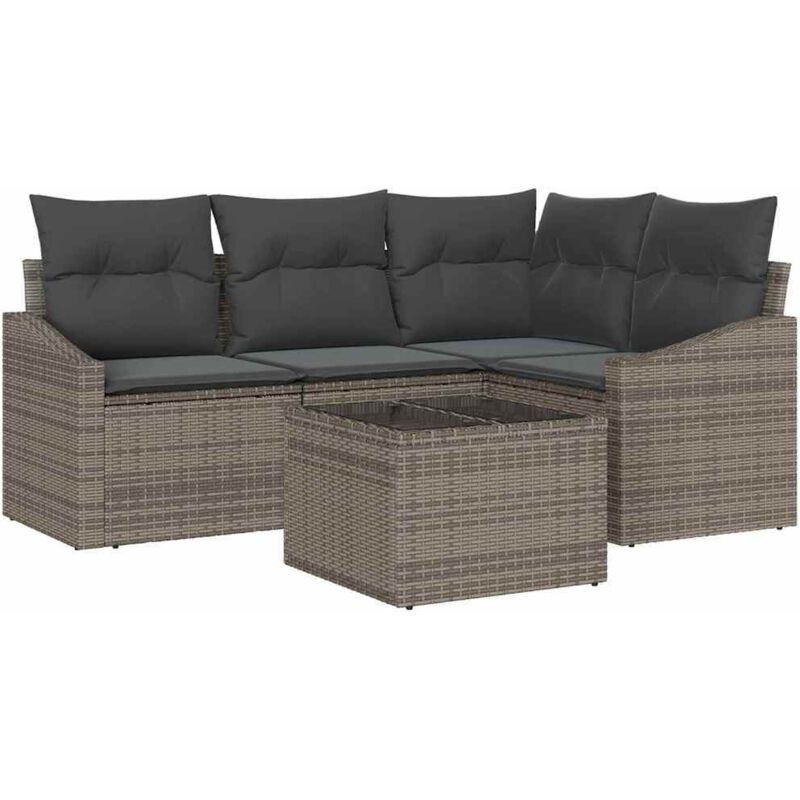 foto del prodotto vidaxl set divano da giardino a 4 pezzi con cuscini nero polyrattan
