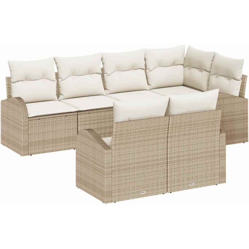 foto del prodotto vidaxl set divano da giardino con cuscini 7 pezzi beige polirattan