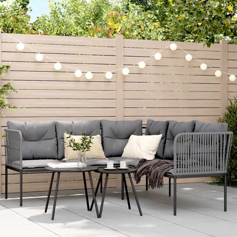foto del prodotto vidaxl set divano da giardino con cuscini nero acciaio e textilene