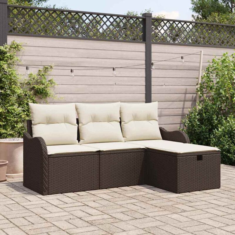 foto del prodotto vidaxl set divano da giardino con cuscino 4 pcs marrone poly rattan